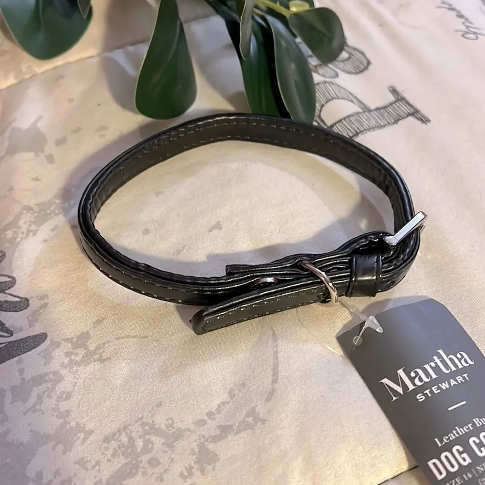 HOST PICK Martha Stewart Black Leather Buckle Dog Collar Sz 14